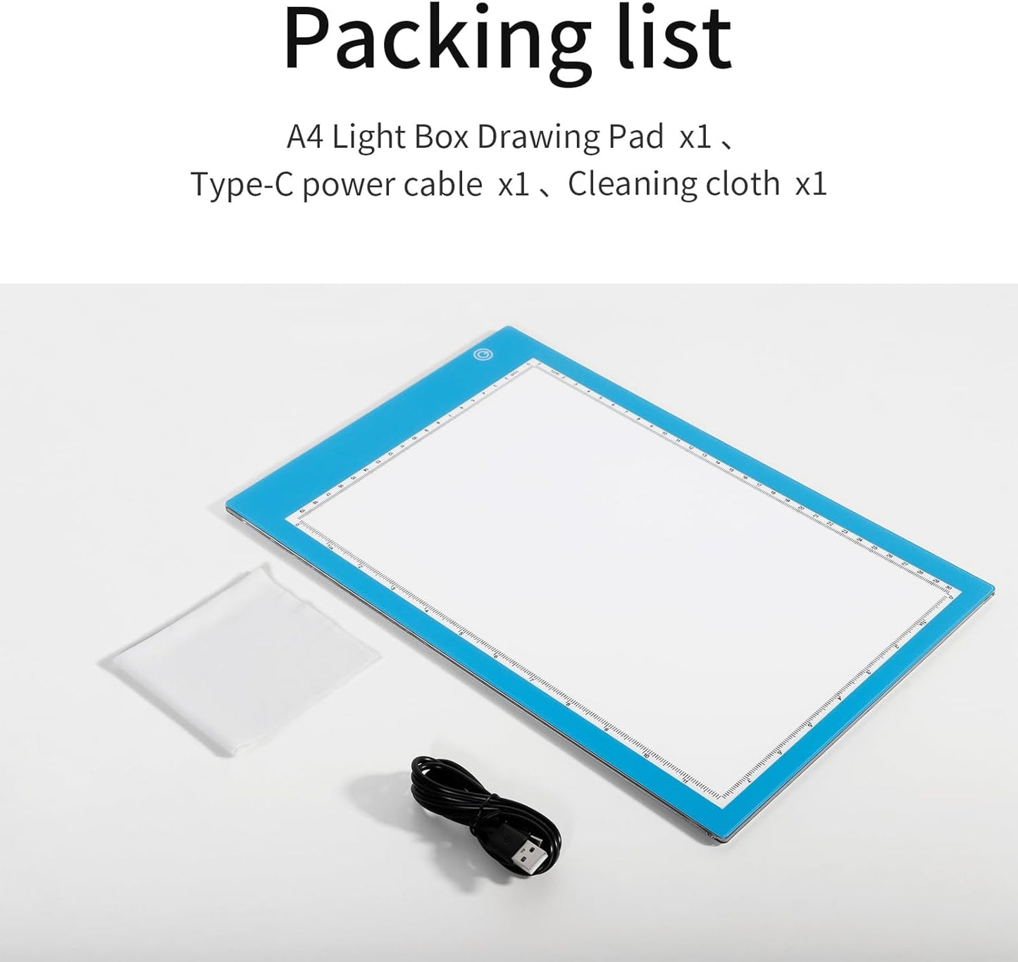 Light Box Drawing Pad, Tracing Board with Type-C Charge Cable and Brightness Adjustable for Artists, AnimationDrawing, Sketching, Animation, X-ray Viewing (A4-P-Blue-New)