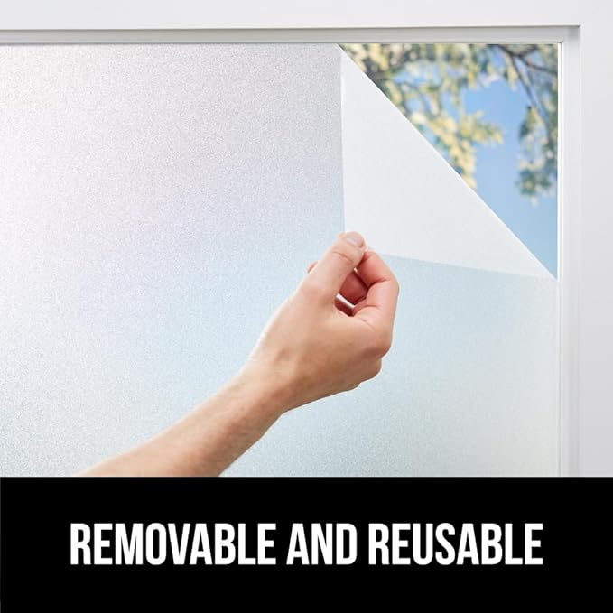 Gorilla Guard Window Privacy Film, Removable Two Way Sun Blocking, 23.6 x 78.7 Inch, Reusable No Residue Stickers, Strong Static Clings to Glass Windows, Decorative Bathroom Door Coverings, White
