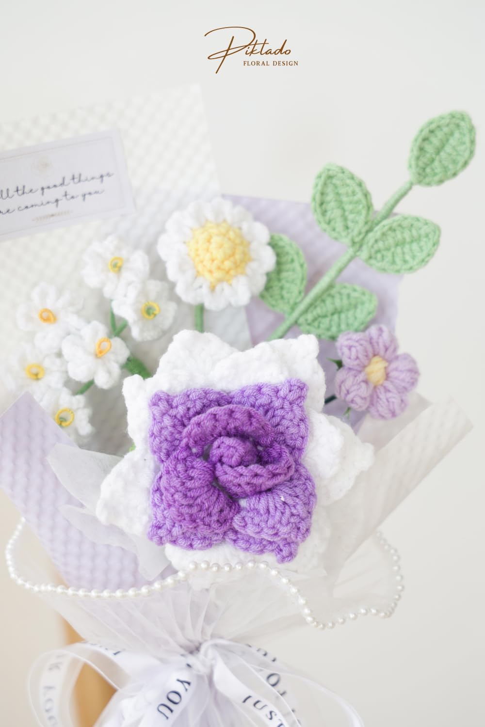 Handmade Crochet Rose Daisy as a Gift for Lover, Family,Friends. Crochet Bouquet, Crocheted Yarn Flowers, Artificial Flower Finished Bouquet