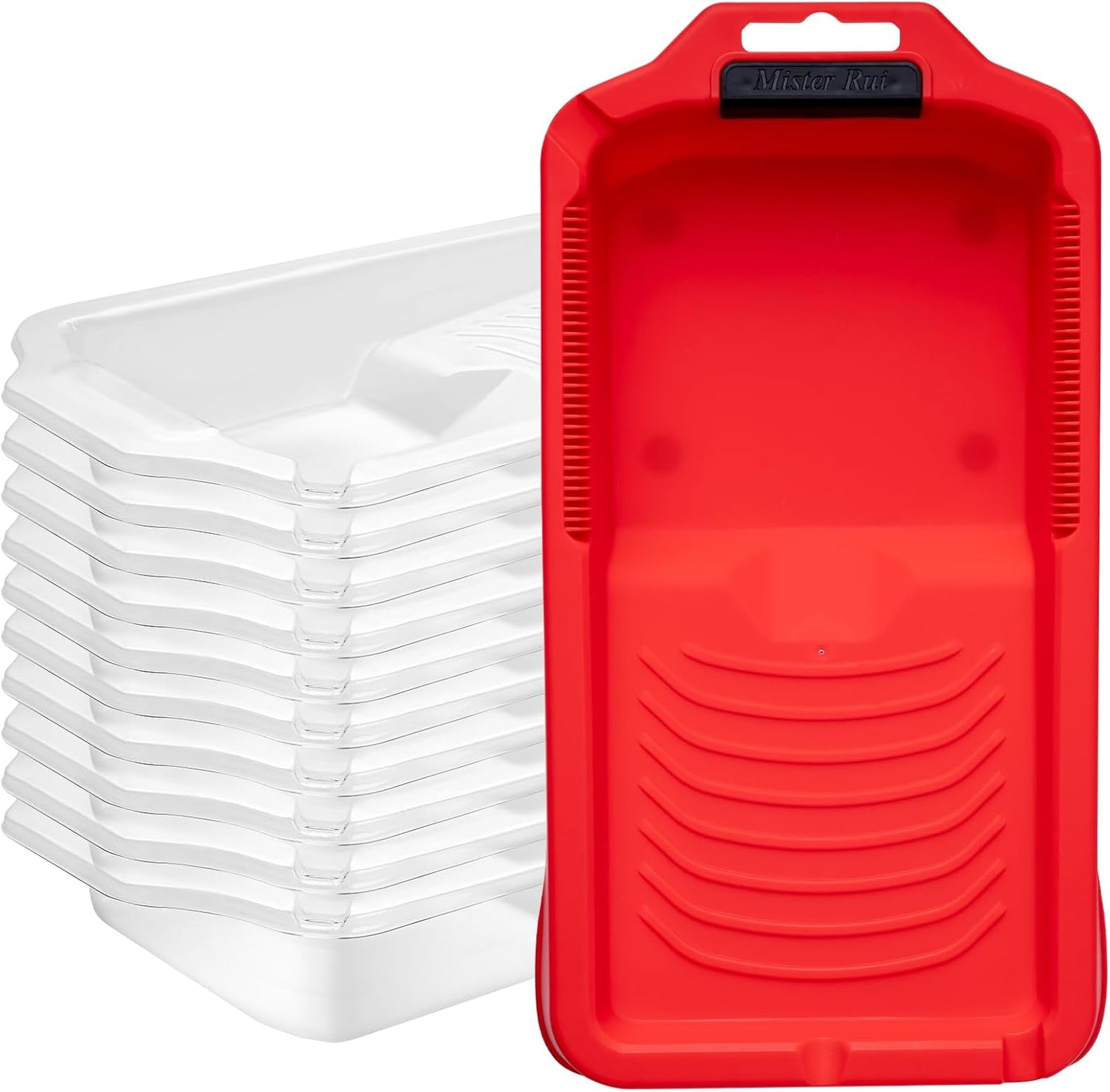 Mister Rui Paint Tray 4 Inch, 11 Pack, Small Paint Roller Tray, Plastic Tray with 10 Liners, Textured Disposable Trays for Painting Walls