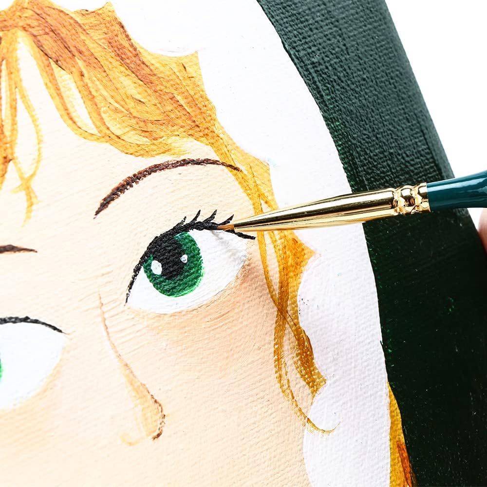 Transon 10pcs Fine Detail Miniature Art Painting Brush Set for Acrylic Watercolor Craft Rock Face Painting Green