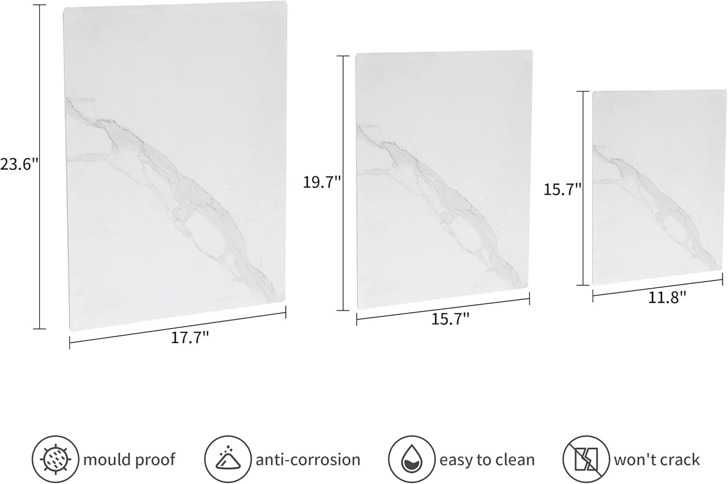 Murrey Home Glass Cutting Board for Kitchen Counter, Tempered Glass Chopping Boards Dishwasher Safe, Small Clear Countertop Tray, Scratch Resistant, Heat Resistant, Non Toxic, White Marble, 20"x16"