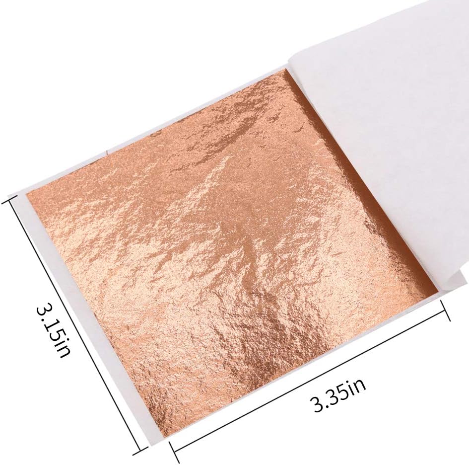 KINNO Imitation Gold Foil Sheets - Rose Gold Leaf Paper Multipurpose for Nails, Handcrafts, Picture Frames, Arts Decoration, Sculpture, Wall, Line, and Furniture, 100 Sheets 3.15 by 3.35 Inches