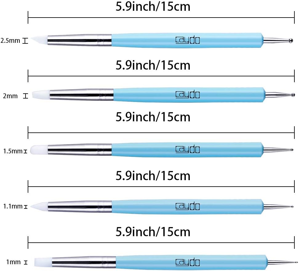 Caydo 9 Pieces Stylus Tools, 5 Pieces 2 Way Total 10 Different DIY Silicone and Ceramic Clay Indentation Tool and 4 Pieces Double-Ended Metal Ball Tools