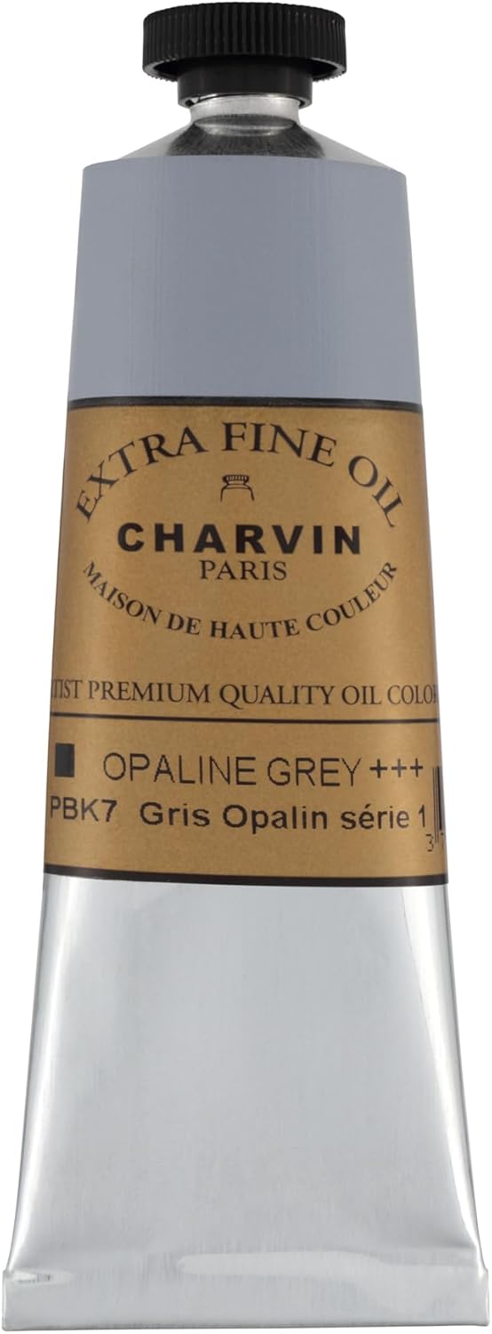 Charvin Extra Fine Oil Paint, Opaline Grey 60 mL - Triple-Milled, Rich Texture, Poppy Oil-Based, Light-Fast, Handmade, Archival Quality