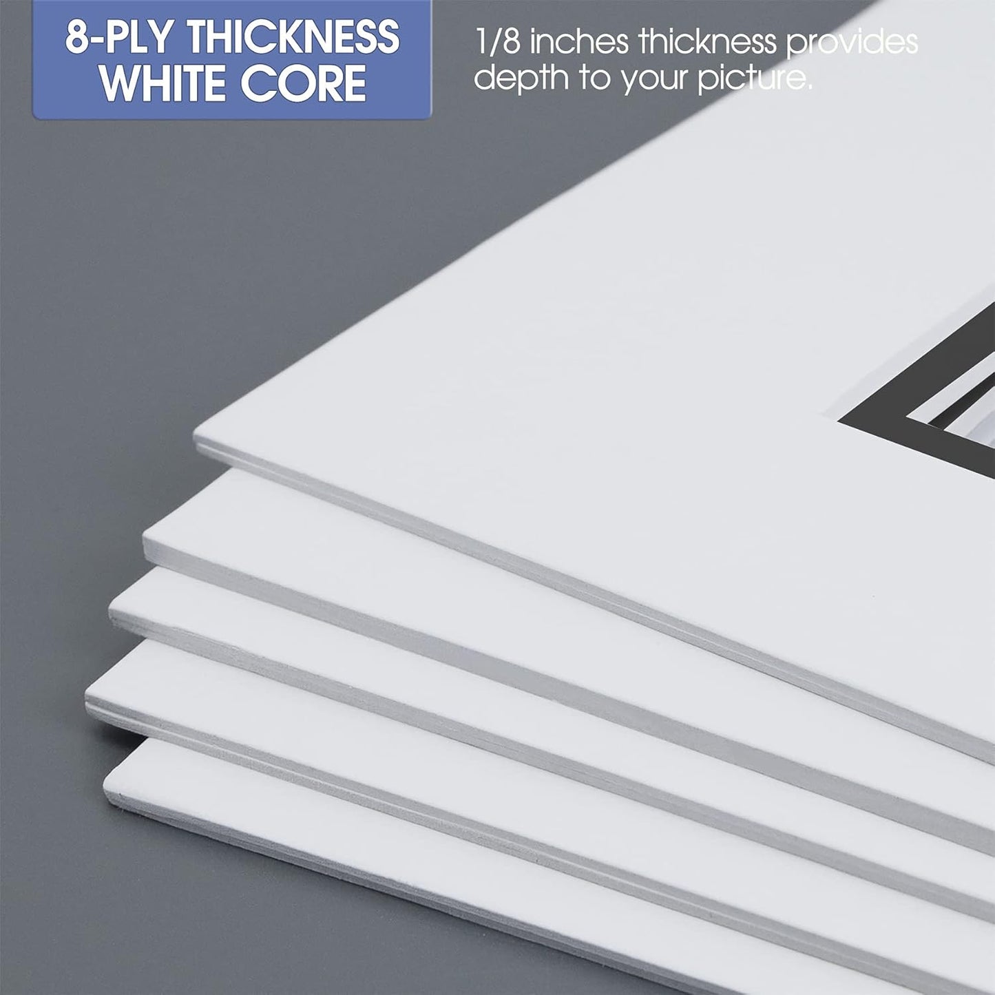 Golden State Art, 11x14 Double Mats for 8x10 - for Photos, Pictures, Frames - Acid-Free, 5 Pack, White Over Black