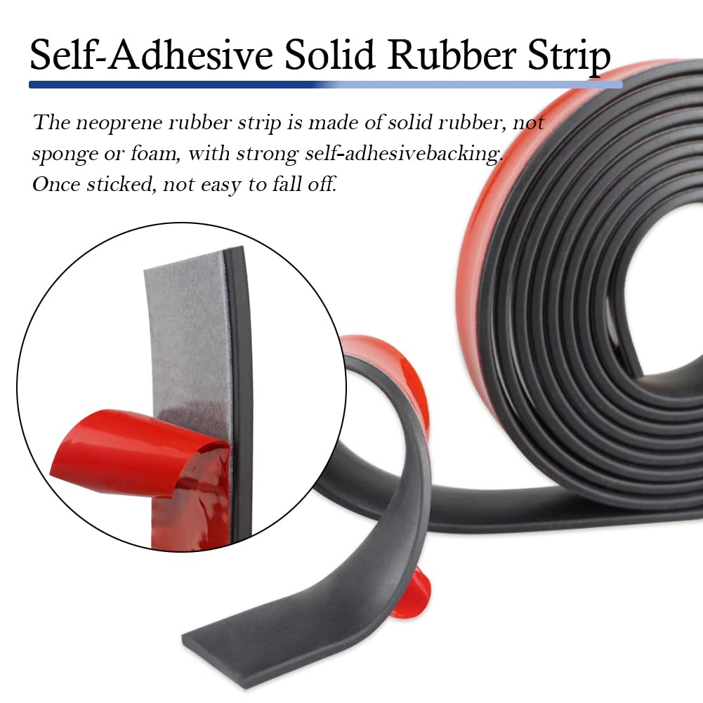 Neoprene Rubber Strips Self Adhesive Solid Rubber Sheets, Rolls & Strips for DIY Gaskets Crafts Pads Seals Warehouse Flooring Neoprene Sheet with Adhesive Backing (2" Wide x 1/5" Thick x 40' Long)