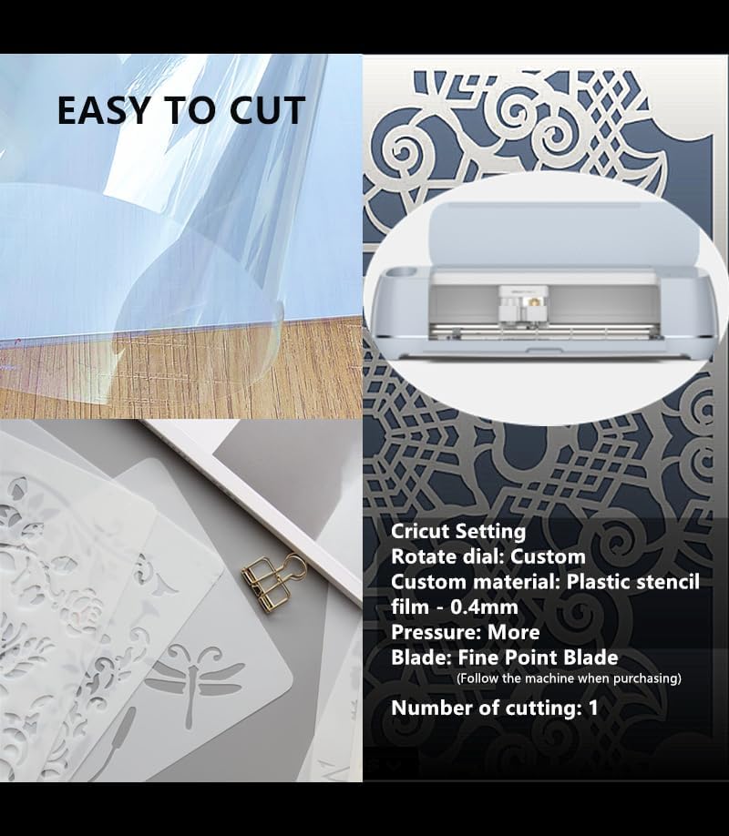 Clear Blank Stencil Sheet for Cutting. 10 Pack 12" x 24" 6mil/0.15mm Thick .Gift, Acetate Template Material,Craft Plastic Sheets (6 mil,10 Pack)
