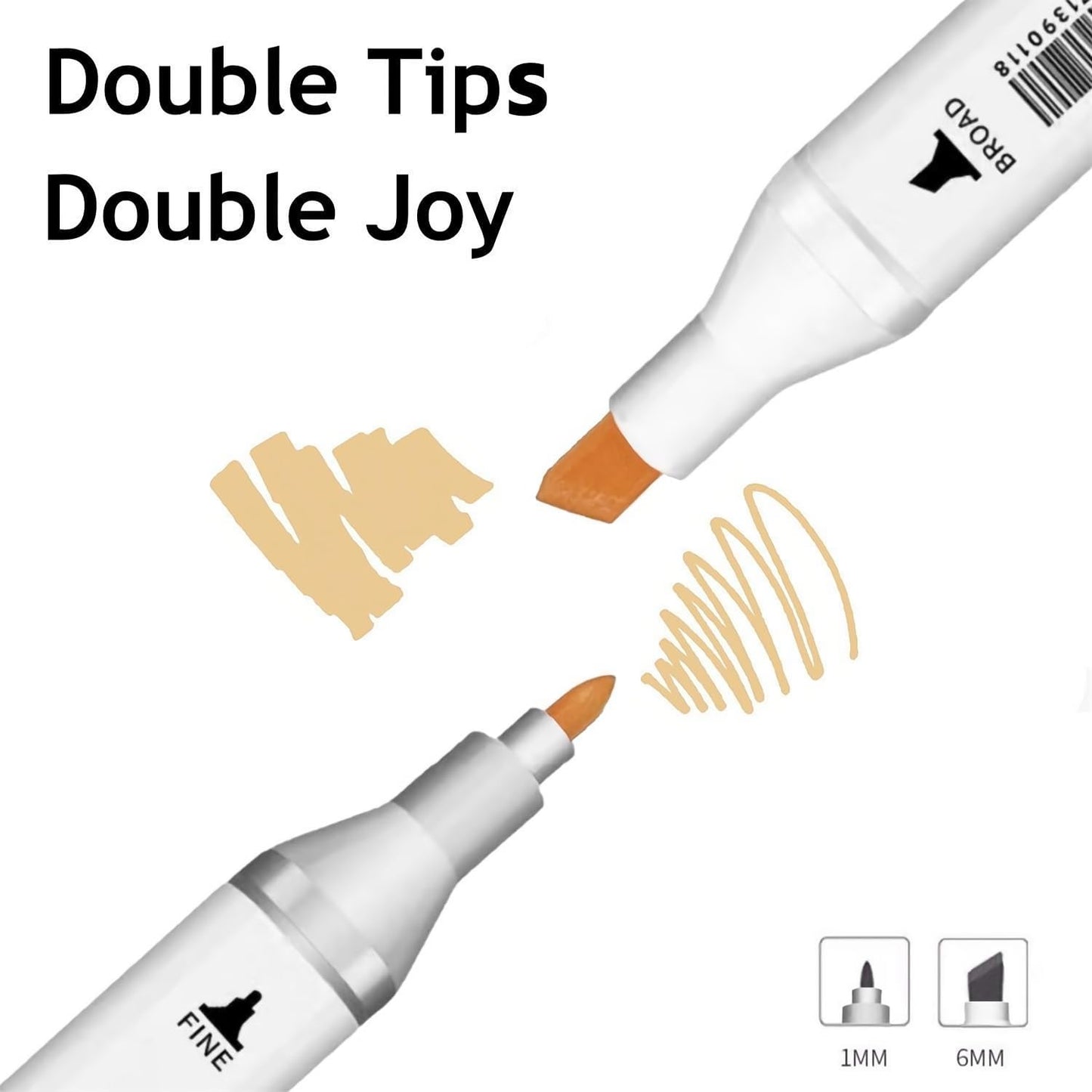 6 Colors Skin Tone Alcohol Markers Set, Skin, Wood, Earth Colors Dual Tips Art Markers Drawing Sketched Double Tipped for Adults Beginner Kids (Skin Tone)