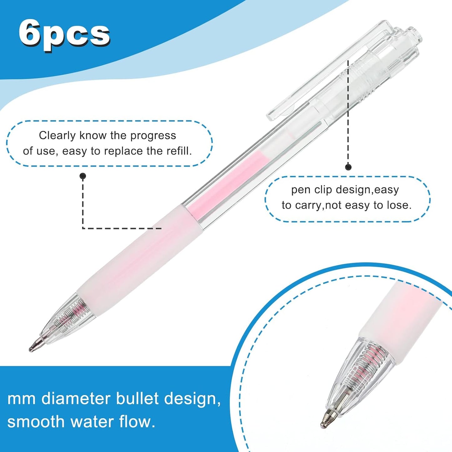 6 Pcs Glue Stick Pens for Crafting, Easy Precise Control Fine Tip, Quick Dry Paper Craft Glue for Card Making