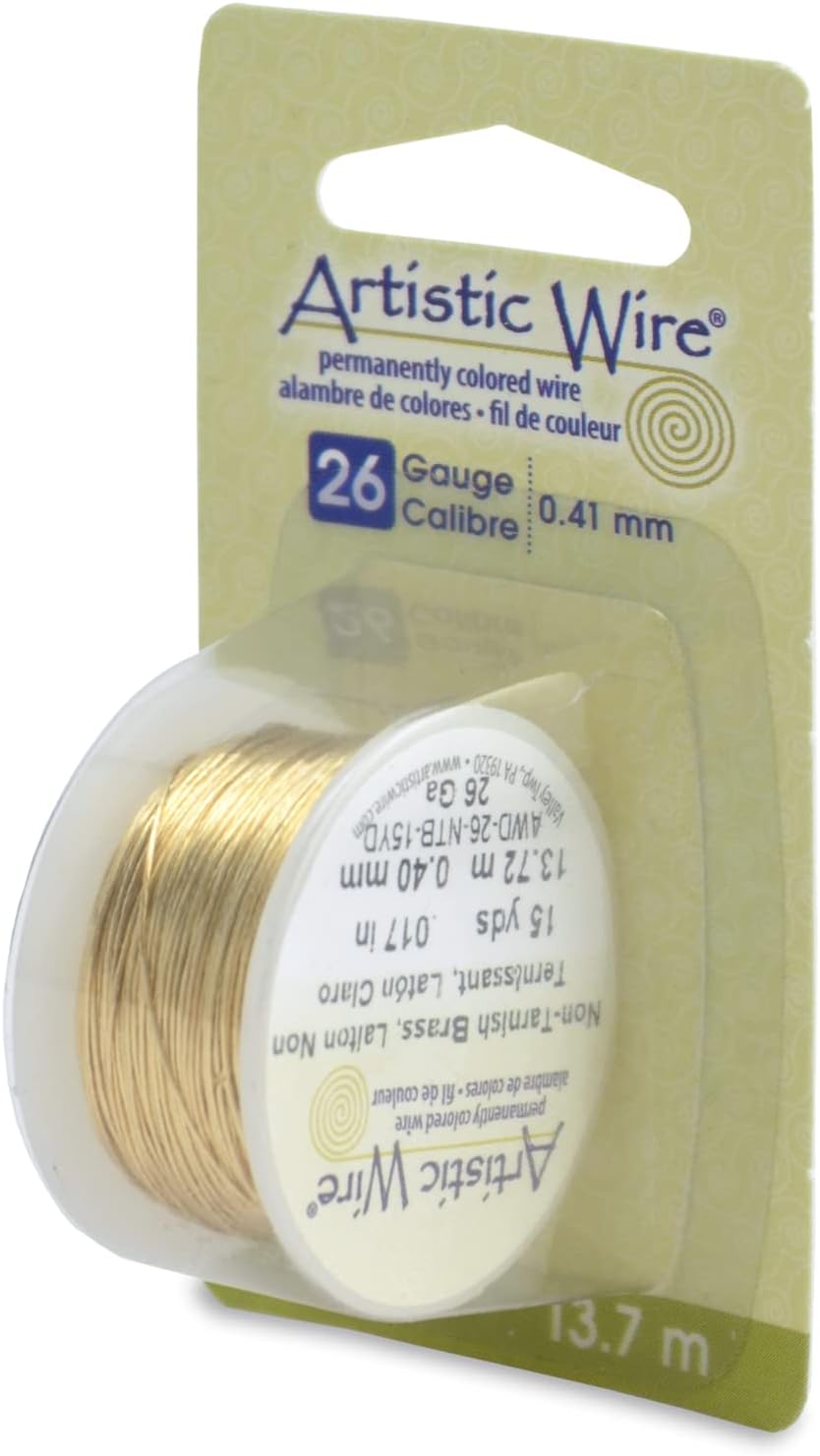 Artistic Wire 26 Gauge Tarnish Resistant Brass Craft Jewelry Wrapping Wire, Gold Color, 15 yd