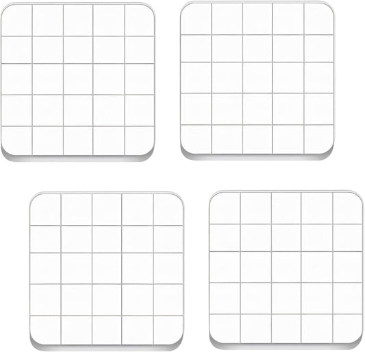 4PCS Acrylic Stamp Block,Square Acrylic Stamping Blocks, with Grid Lines, Clear Stamp Block, for DIY Crafts, Scrapbooking, Card Making, Decorations and Stamping Projects