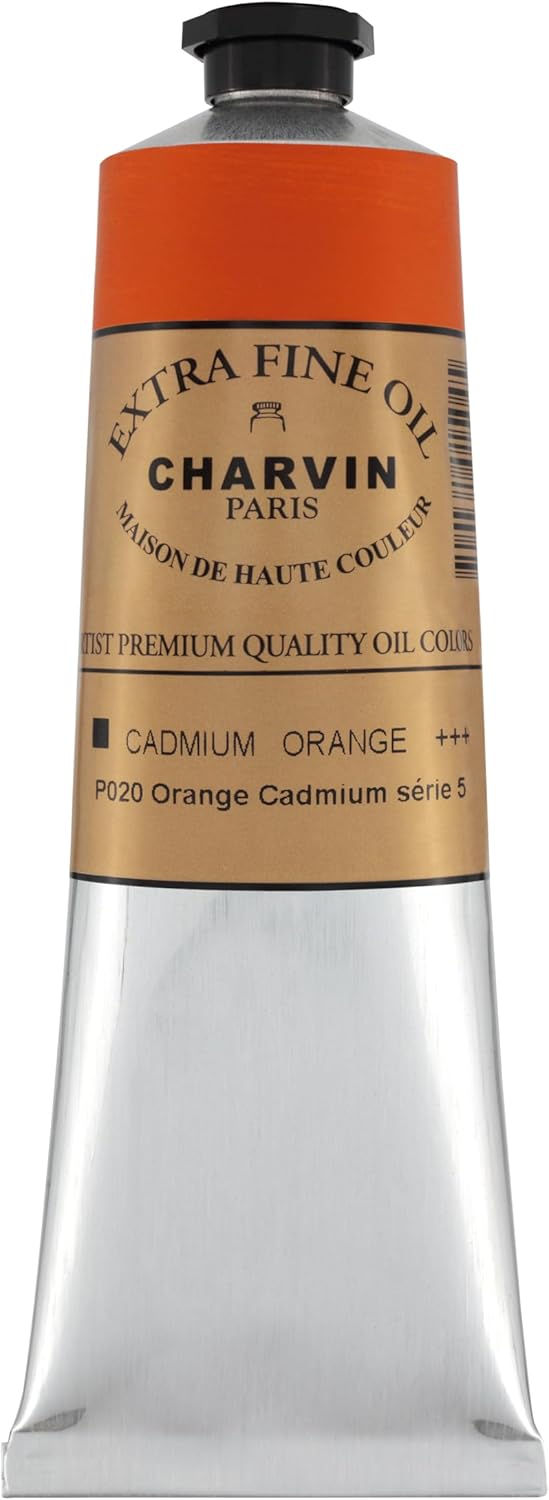 Charvin Extra Fine Oil Paint, Cadmium Orange 150 ml - Triple-Milled, Rich Texture, Poppy Oil-Based, Light-Fast, Handmade, Archival Quality