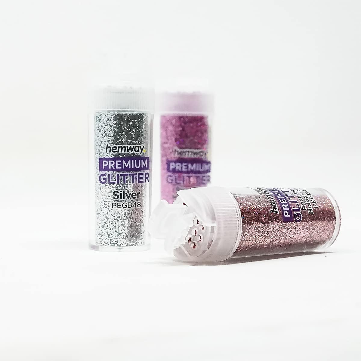 Hemway Polyurethane & Epoxy Resin Glitter Box (Pack of 54) | Fine Metallic Flakes Shaker Set for Arts & Crafts | Assorted Colour Craft Supplies for Making Cards, Jewellery, Tumblers & Coasters