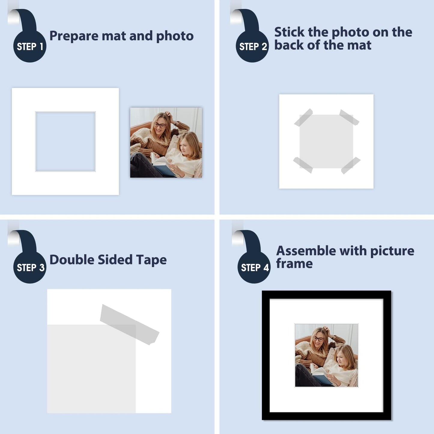 Mat Board Center, Pack of 20, 10x10 for 6x6 White Photo Picture Mats - Acid Free, 4-ply Thickness, White Core - for Pictures, Photos, Framing