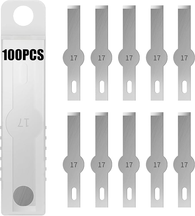 Headley Tools #17 Hobby Knife Blades(Pack of 100),Art Blades Cutting Tool with Storage Case for Craft, Hobby, Scrapbooking, Stencil