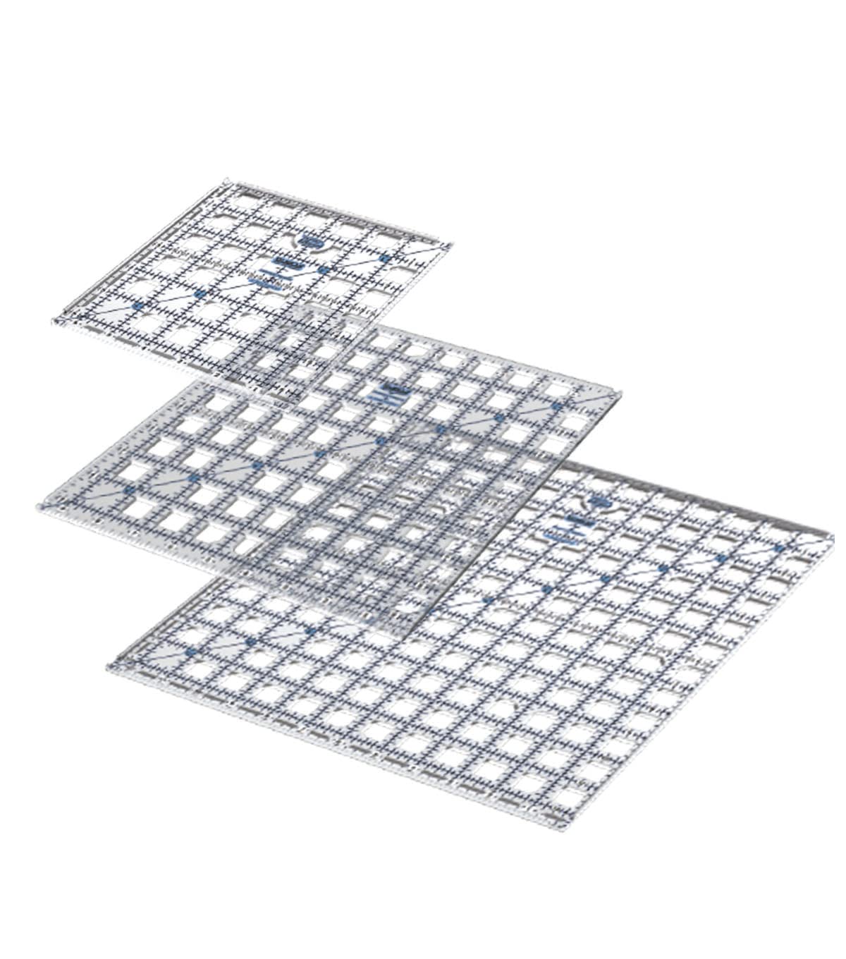 Square Quilting Ruler Set | 3 Square Quilting Rulers | 12.5x12.5, 9.5x9.5, 6.5x6.5 TrueCut Quilting Rulers and Notions
