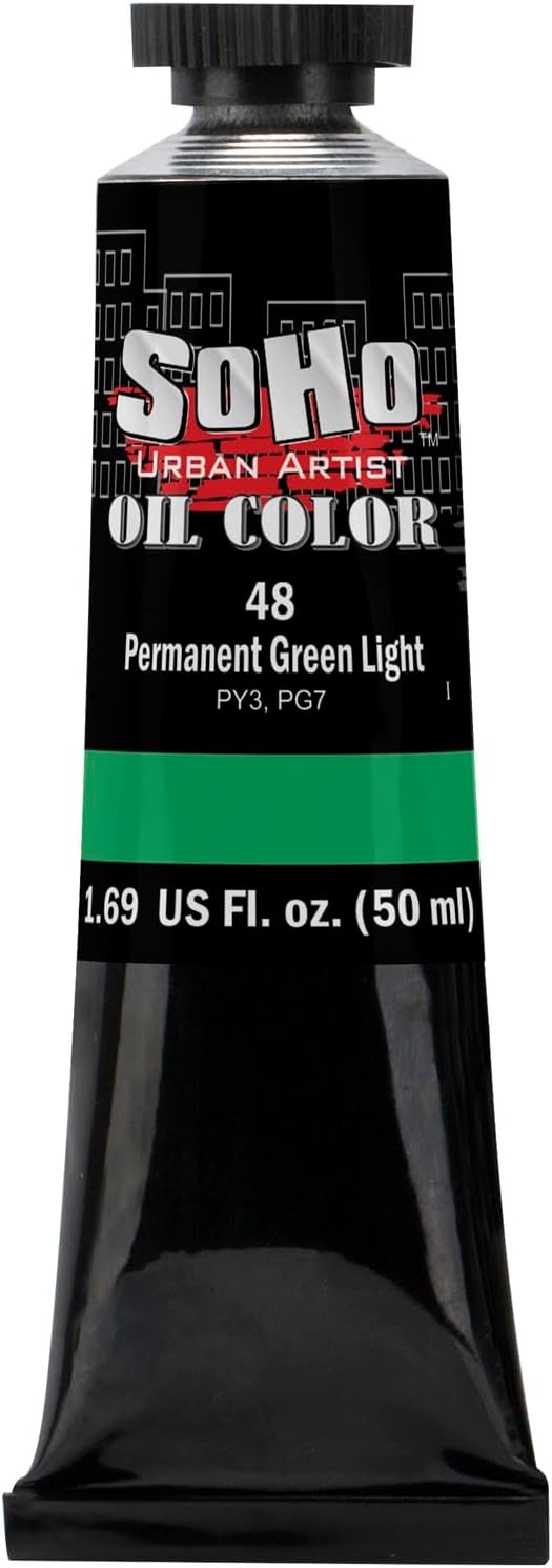 Soho Urban Artist Oil Paint - Permanent Green Light, 50 ml Tube - Best Valued Oil Colors for Painting, Excellent Pigment Load