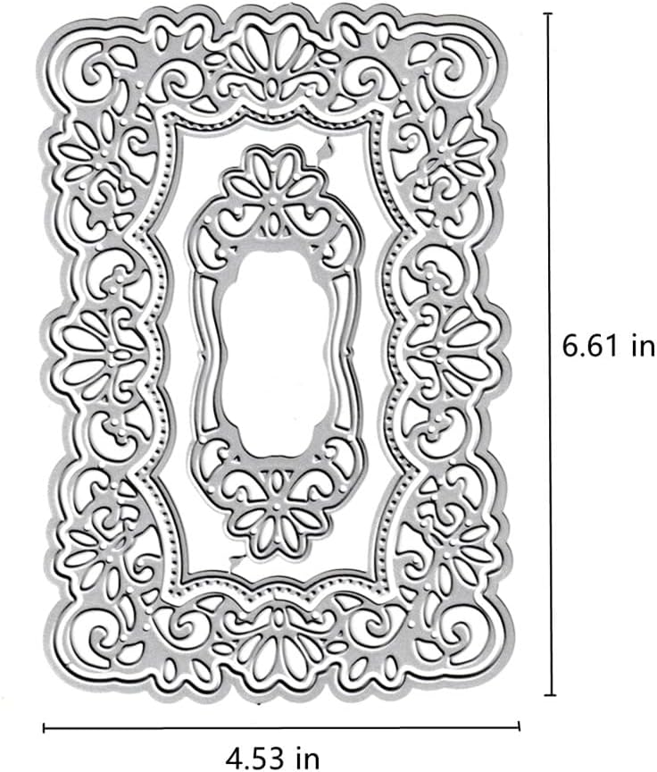 Lace Flowers Background Frame Cutting Dies, Lace Frame Die Cuts Metal Embossing Stencils Template Mould for Card Scrapbooking and DIY Craft Album Paper Card Decor