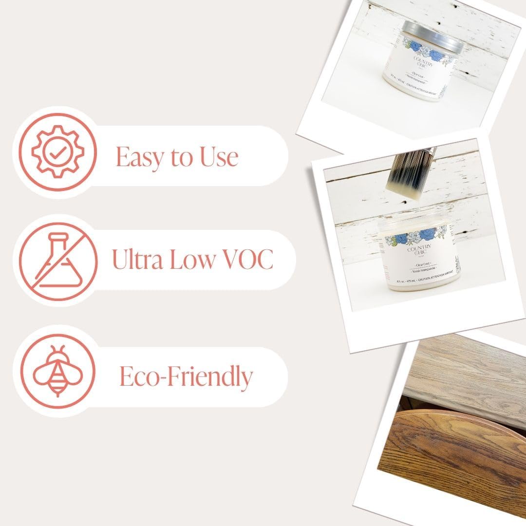 Clear Coat Quart (32oz) - Eco-Friendly Clear Satin Sheen Top Coat for Chalk Style Wood Furniture Paint, Non-Yellowing Waterproof Finish, Easy Application