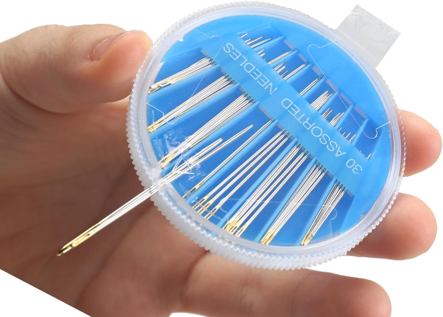 Eketirry 60pcs Premium Hand Sewing Needles, 2 Pack 30-Count Assorted Needles for Sewing Repair, 6 Different Sizes Sewing Needles with 2 Threaders (Pink& Blue,1)