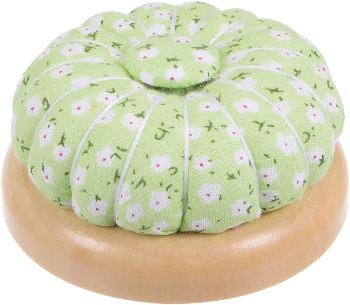 HARFINGTON Pin Cushions Sewing Needle Cushion Needle Holder Pincushions with Magnetic Wooden Base for Sewing Quilting Needlework DIY Crafts, Green White Red