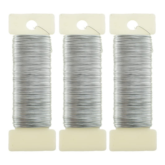HAHIYO 26Gauge Silver 3 Rolls Total 115 Yards(345 Feet) Metal Floral Wire Flexible Paddle Wire for Crafts Christmas Wreaths Tree Flower Arrangement Bouquet Wrapping Wedding DIY
