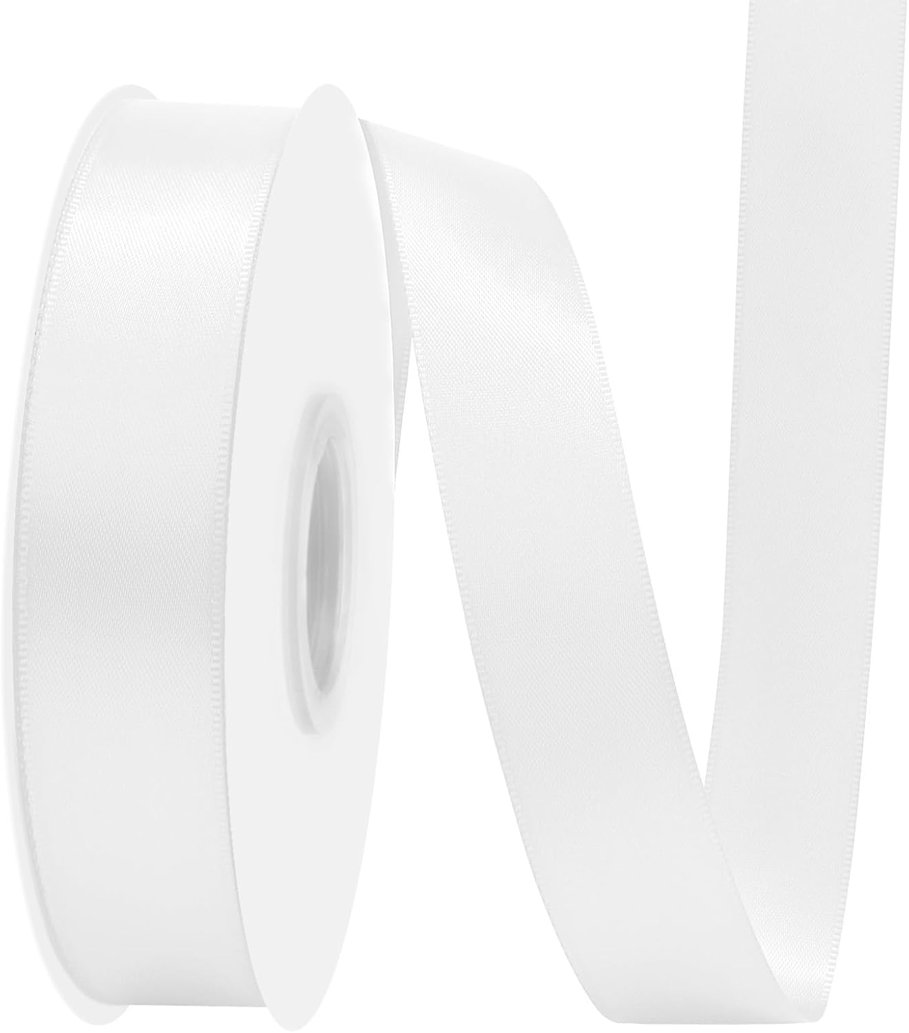 White Satin Ribbon 7/8" X 50 Yards Solid Color Double Faced Ribbons Perfect for Crafts Wedding Decor Bow Making Arts Sewing and More