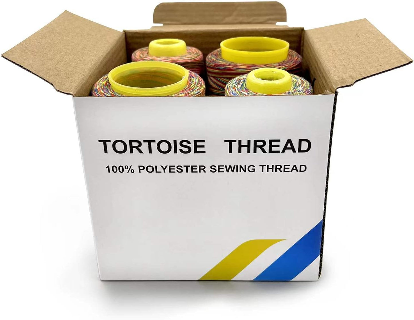 Tortoise 4 Cones of 3000 Yards Each Spool Thread for All Purpose, Serger, Overlock, Quilting, Sewing Machine - 100% Polyester - 40S/2 Rainbow