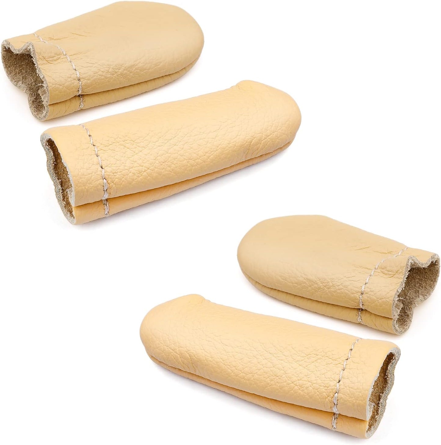 2 Pairs Leather Finger Protector Needle Felting Knitting Finger Thimble Guards Tools for Hand Craft Sewing Needlework Handmaking(Random Color)