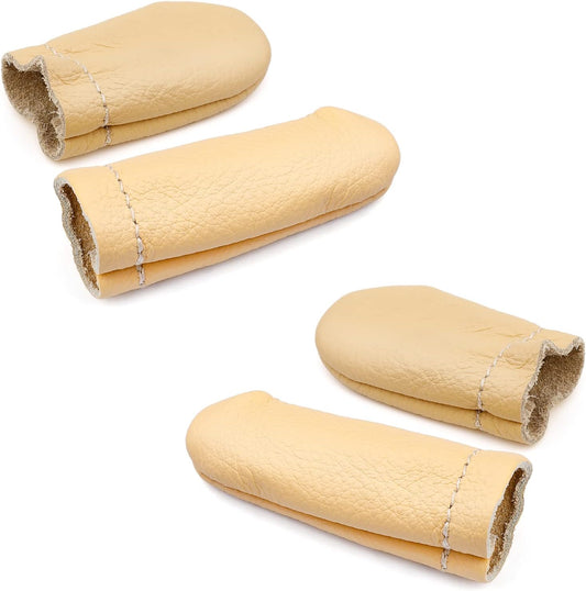 2 Pairs Leather Finger Protector Needle Felting Knitting Finger Thimble Guards Tools for Hand Craft Sewing Needlework Handmaking(Random Color)