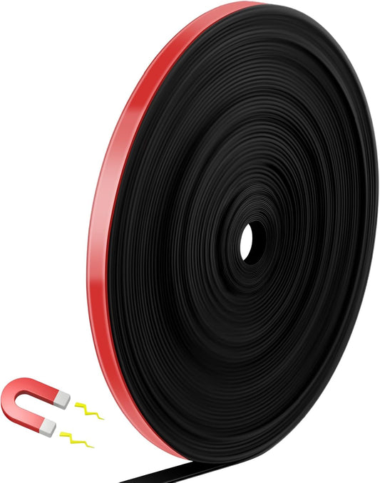 Magnetic Tape Roll Thin Strips, 0.39 Inch x 66 Feet Magnetic Board Dividers Whiteboard Graphic Decorative Tape Marking Line for Classroom Office Art Accessories(Red)