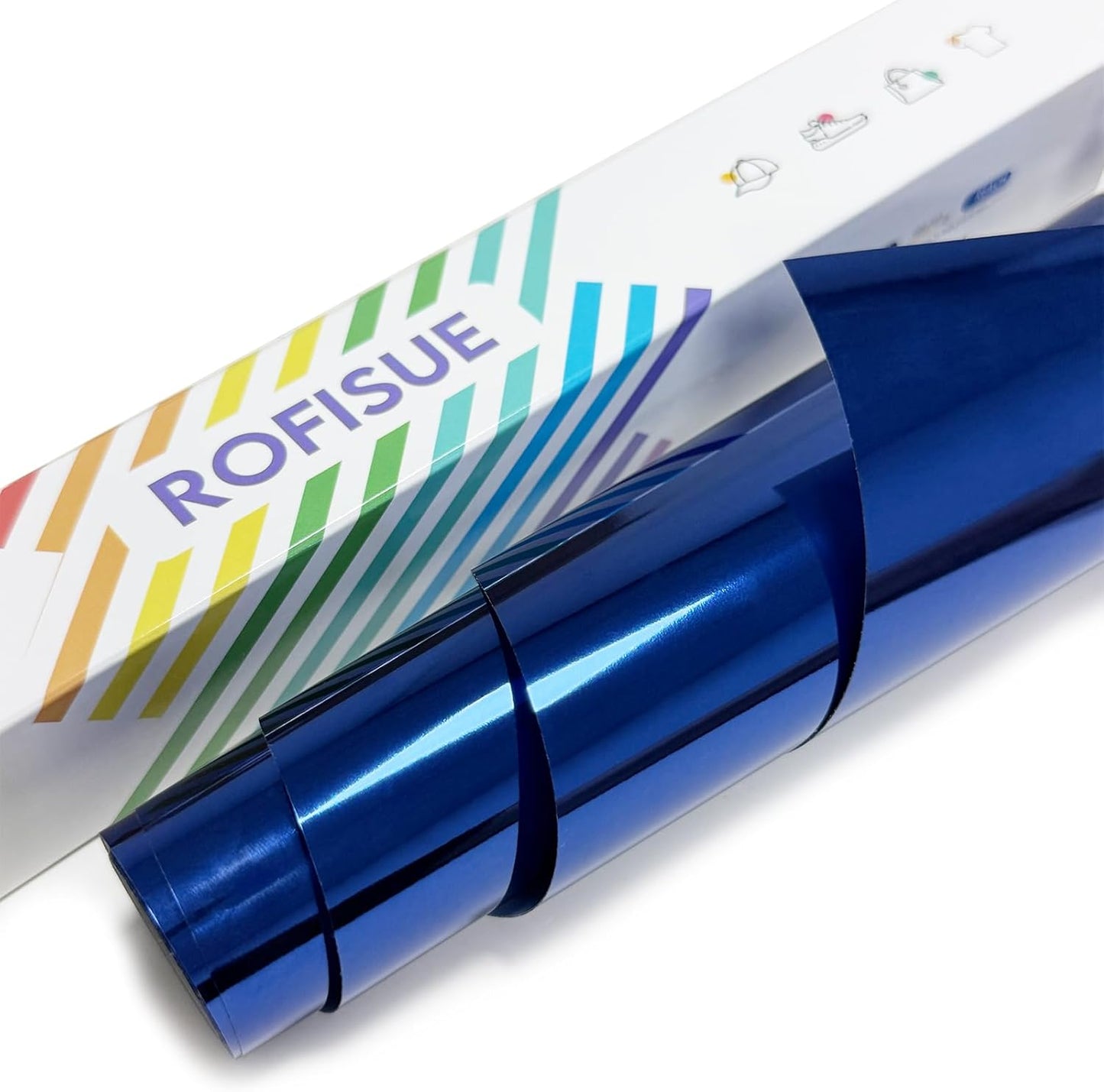 ROFISUESheet MetallicFoil HeatTransferVinyl 12Inch*6Ft BundleChrome HTV VibrantColors for Stunning T-Shirt DesignsPerfect forDIY (Royal Blue, 12Inch*6Ft)