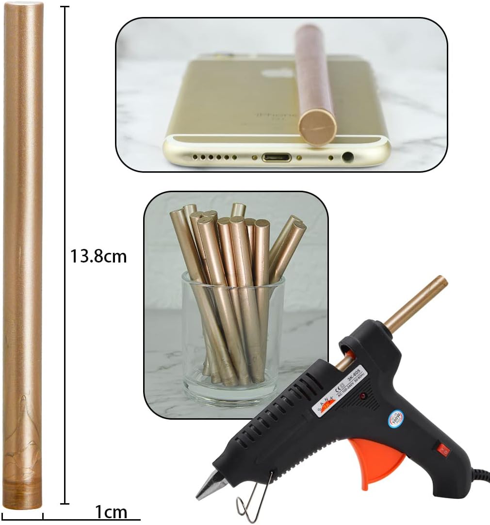 Champagne Gold Seal Wax Sticks for Large Glue Gun, Sealing Decoration for Wedding Invitation/Thanks Card Envelope/Shower Gifts Wrapping, 12 pcs/Box