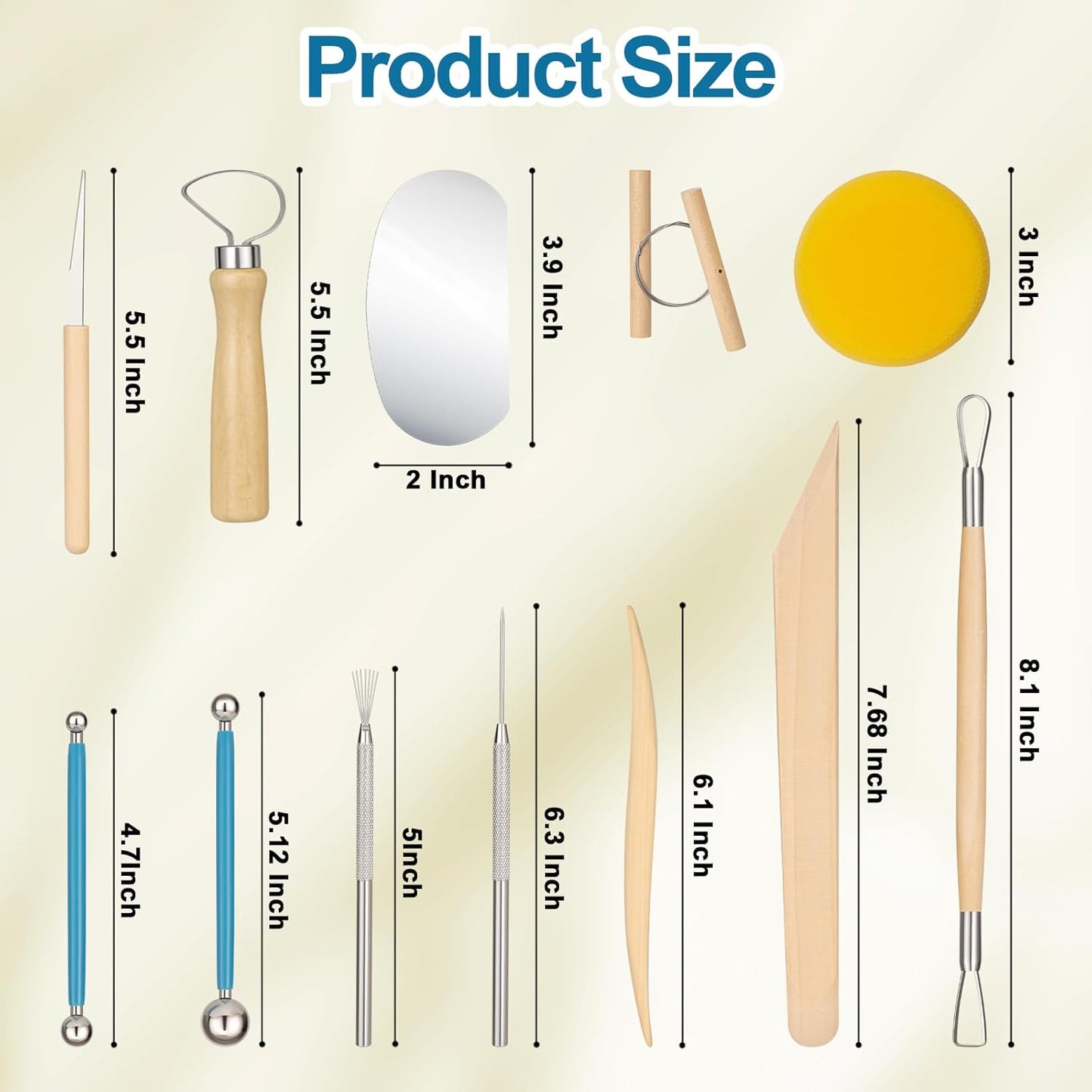 Amrules Clay Tools Kit, 12 PCS Pottery Tools, Practical Polymer Sculpting Tool Kit, Air Dry Clay Tool Set Suitable for Adults, Pottery Craft, Dotting, Drawing, Modeling, Shaping