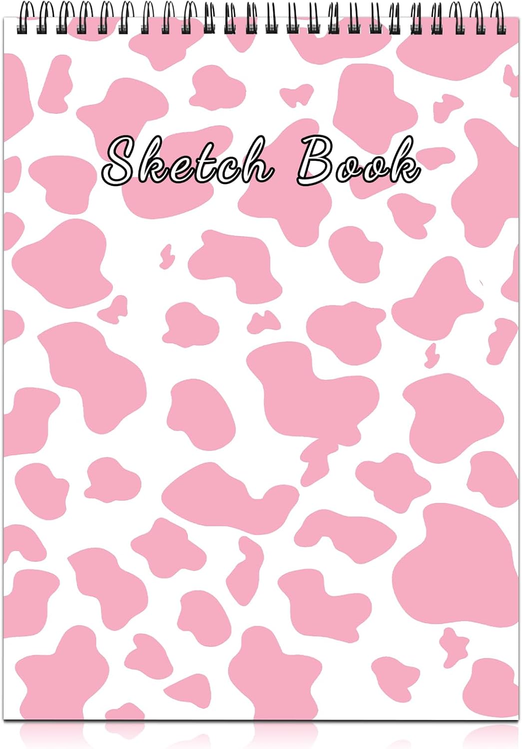 Deokke Sketchbook Top Spiral Bound Sketch Pad, 9 x 12 inch,100GSM Thick Paper,50 Sheets 100 Pages,Art Sketch Book Aesthetic Cute Drawing Writing Paper,for Girls Women-Pink Cow Pattern Western
