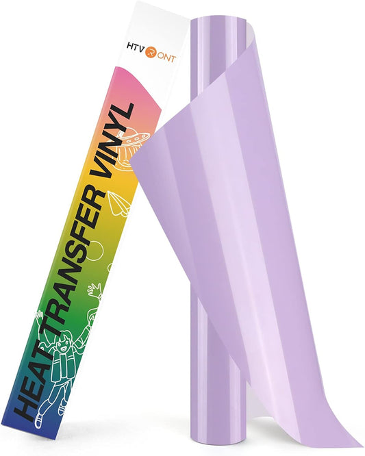HTVRONT HTV Vinyl Rolls Heat Transfer Vinyl - 12" x 8ft HTV Vinyl for Shirts, Iron on Vinyl for All Cutting Machines - Easy to Cut & Weed for Heat Vinyl Design (Light Purple)