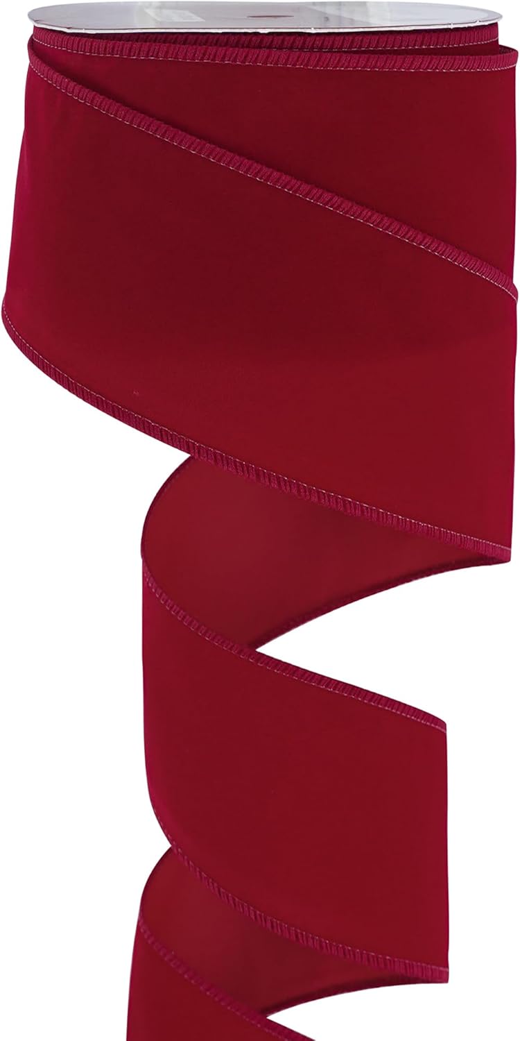 MEEDEE Red Velvet Ribbon - 2.5 Inch Wide, Wired, 25 Yards Spool - Velvet Christmas Ribbon for Tree, Wreaths, Bows