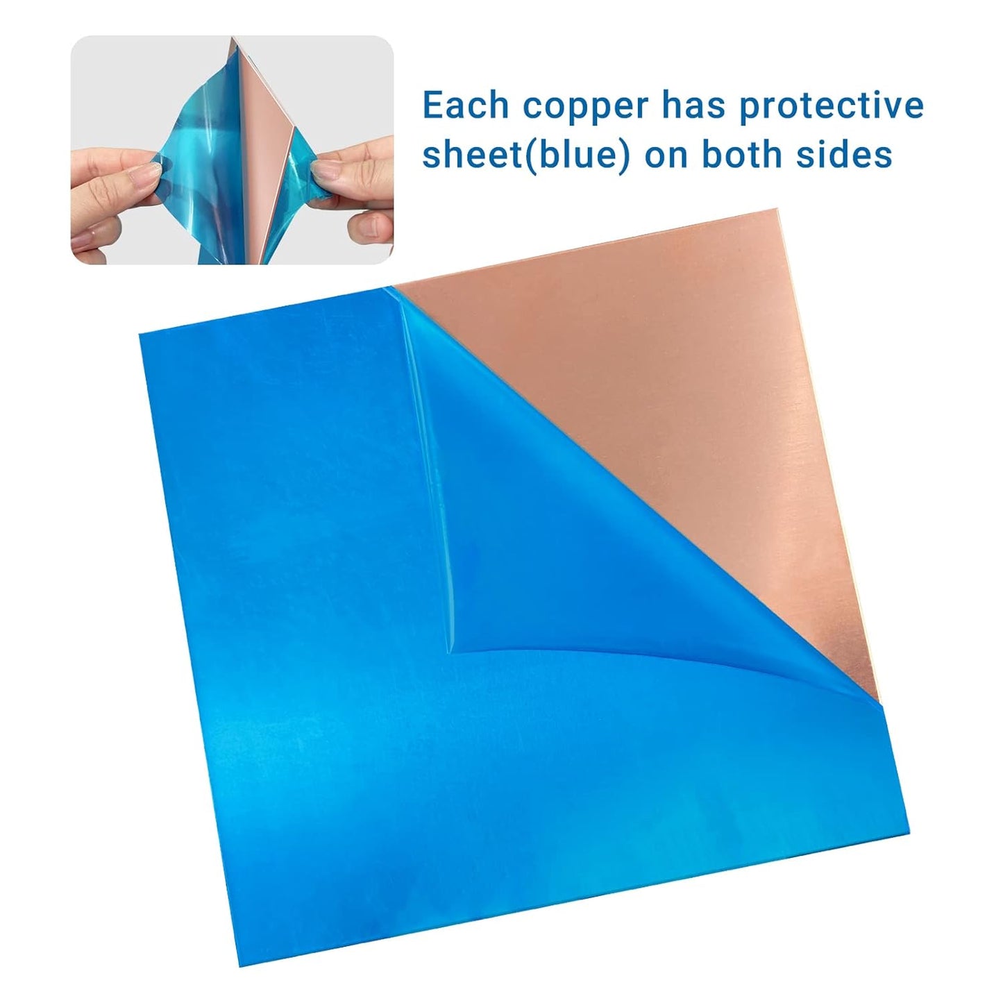 1 Pieces 99.9% Pure Copper Sheet, 8" x 8", 20 Gauge(0.8mm) Thickness, Film Attached Copper Plate, Great for Jewelry, Crafts, modelers