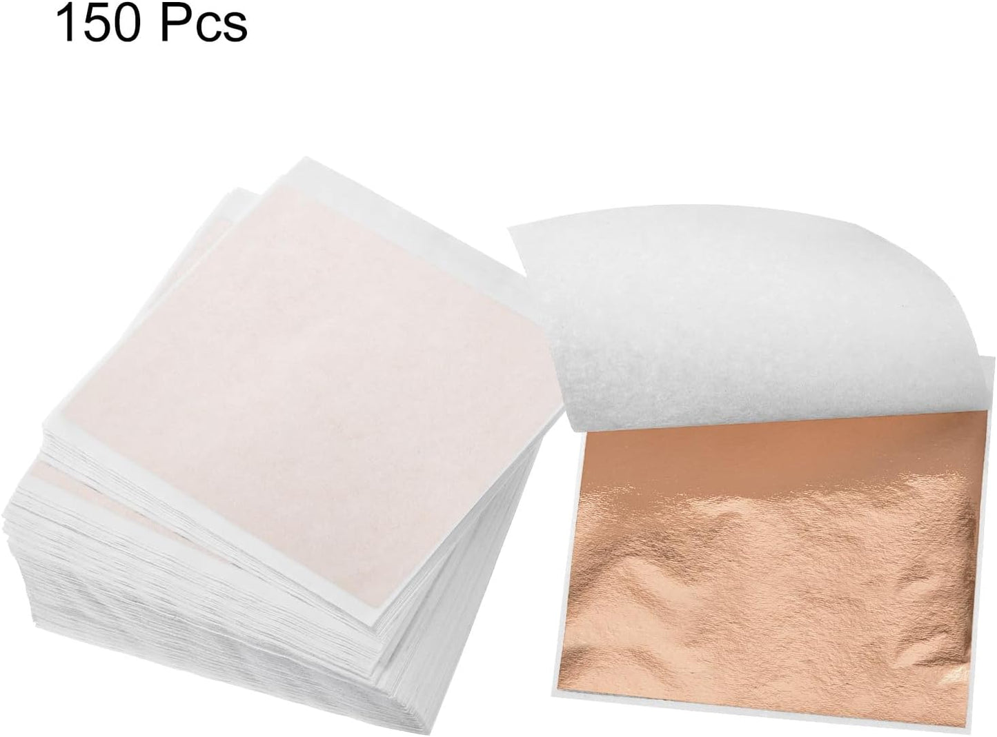 MECCANIXITY Gold Leaf Foil Sheet, Rose Gold Leaf Papers, 3.3 Inch x 3.1 Inch for Art Decoration, Sculptures, Painting, Pack of 150 Pcs