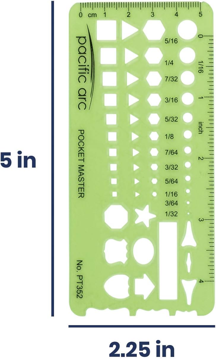 Pacific Arc Pocket Master Template Guide, Featuring Perfect Circles, Hexagons, Triangles, and Squares