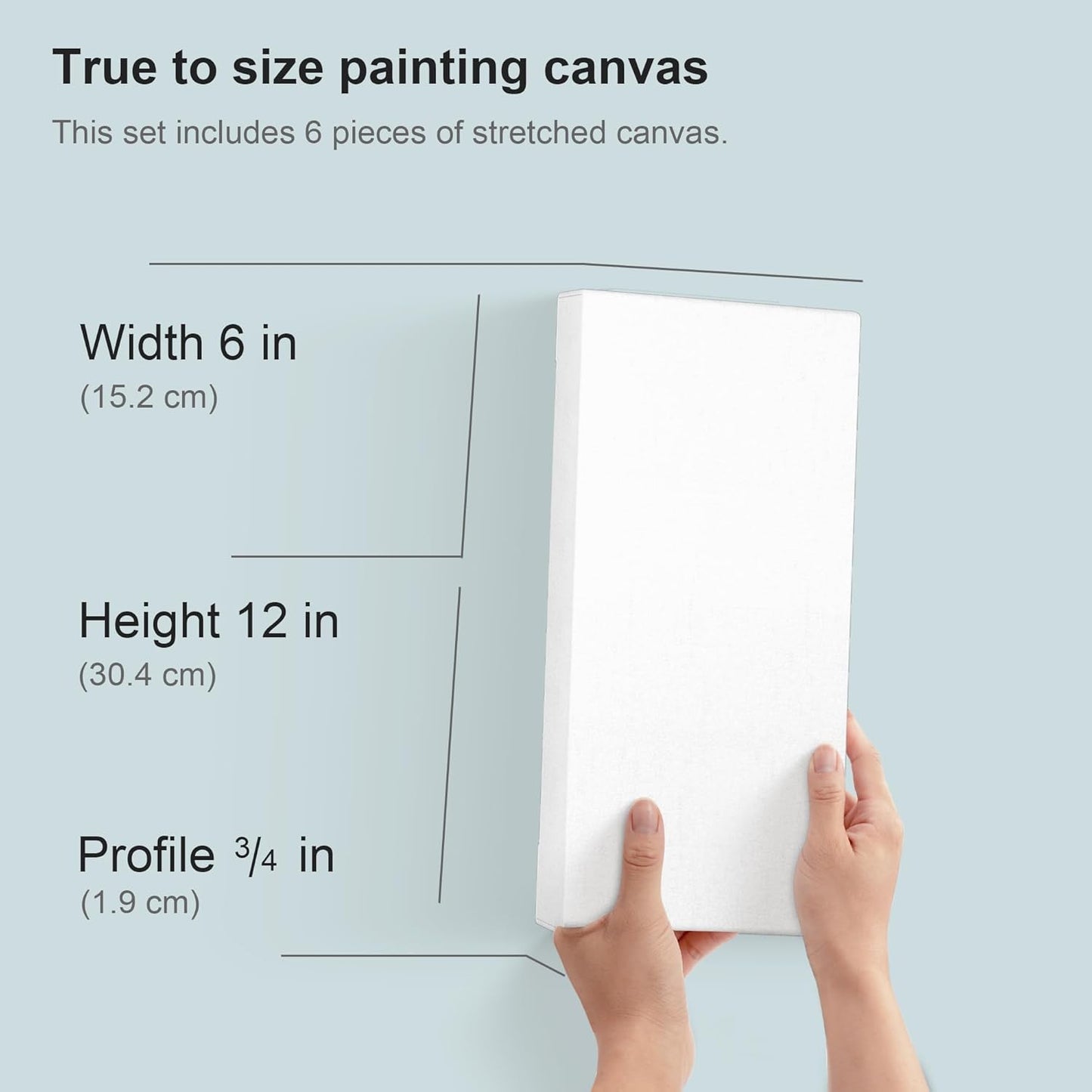 PHOENIX 6x12 Inch 6 Pack Artist Canvas - Small Rectangle Canvases for Painting - 3/4 Inch Profile, 100% Cotton 11 Oz. Gesso Primed White Blank Professional Canvas Oil & Acrylic Paints