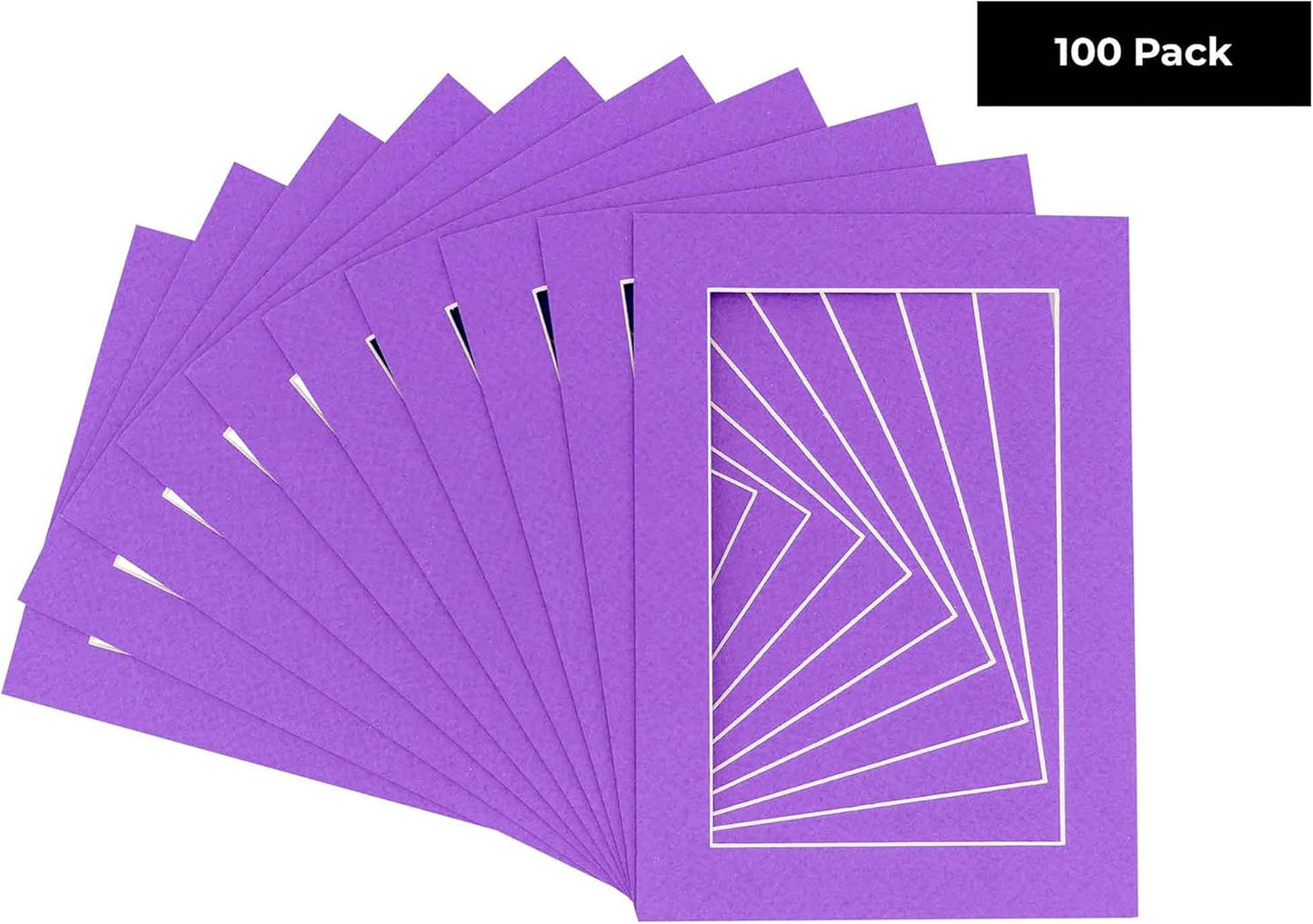 11x14 Mat for 8.5x11 Photo - Precut Purple Picture Matboard for Frames Measuring 11 x 14 Inches - Bevel Cut Matte to Display Art Measuring 8.5 x 11 Inches - Acid Free Pack of 100 MATS
