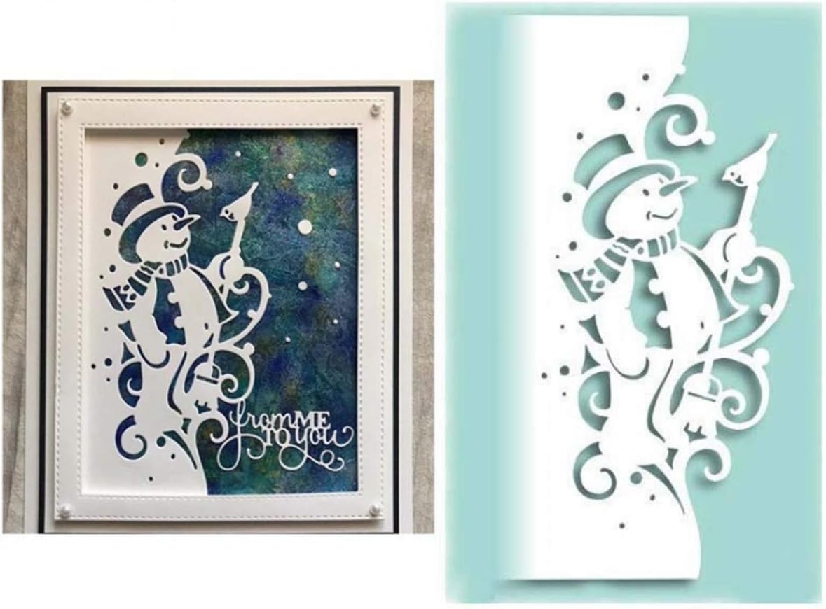 Metal Cutting Dies DIY Embossing Stencil Template Scrapbooking Card Making Mold Photo Album Arts Crafts Tools (Lace Snowman-16.4x7.9cm)
