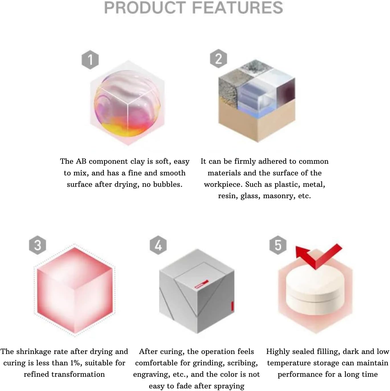 Smalltongue AB Epoxy Sculpt Clay, Natural Color, 2 Part Epoxy Sculpture Modeling Paste Clay (A & B) 1 Pound, Modeling Compound for Modeling, Repair, Fill Up Retrofit and Sculpture