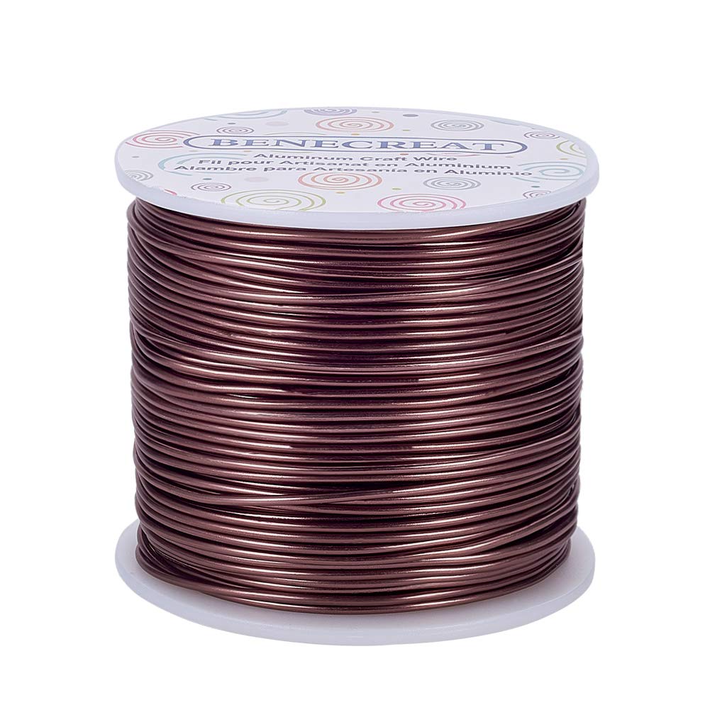 BENECREAT 15 Gauge 220FT Aluminum Wire Anodized Jewelry Craft Making Beading Floral Colored Aluminum Craft Wire - Brown