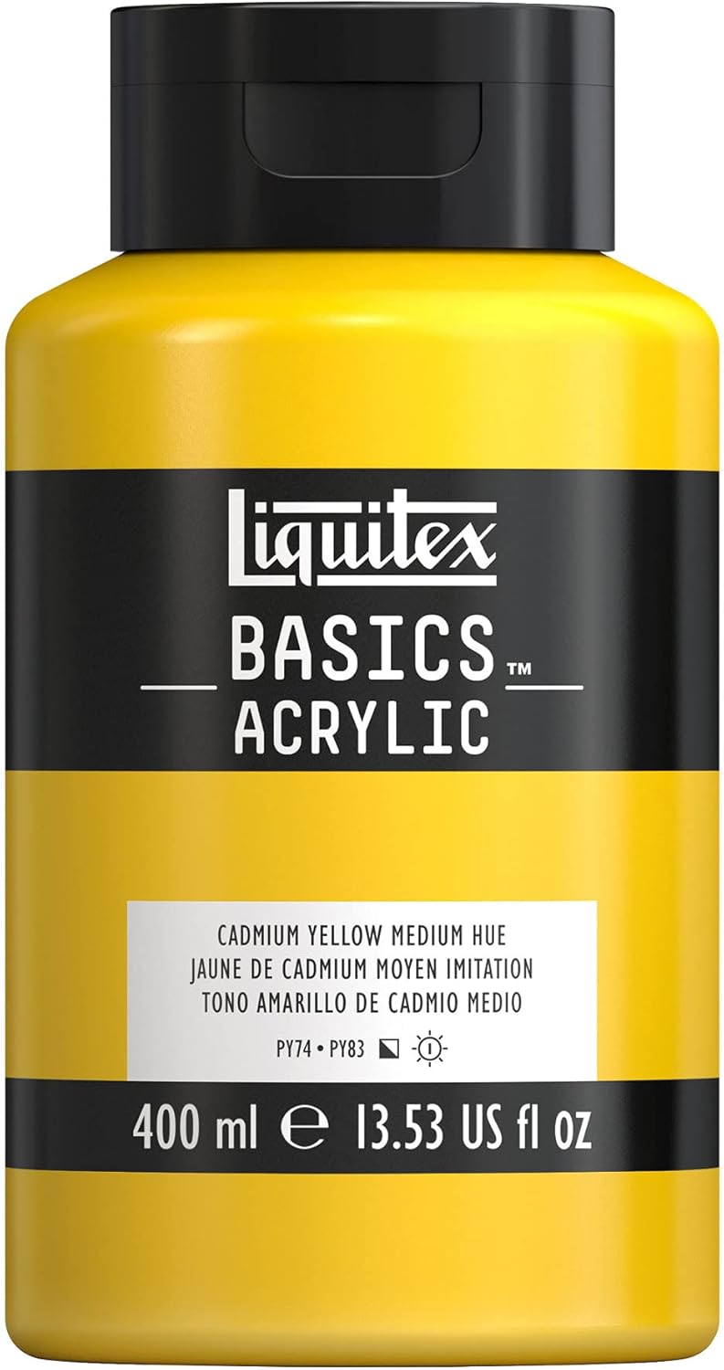 Liquitex BASICS Acrylic Paint, 400ml (13.5-oz) Bottle, Cadmium Yellow Medium Hue