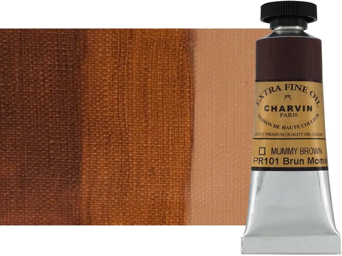 Charvin Extra Fine Oil Paint, Mummy Brown 20 ml - Triple-Milled, Rich Texture, Poppy Oil-Based, Light-Fast, Handmade, Archival Quality