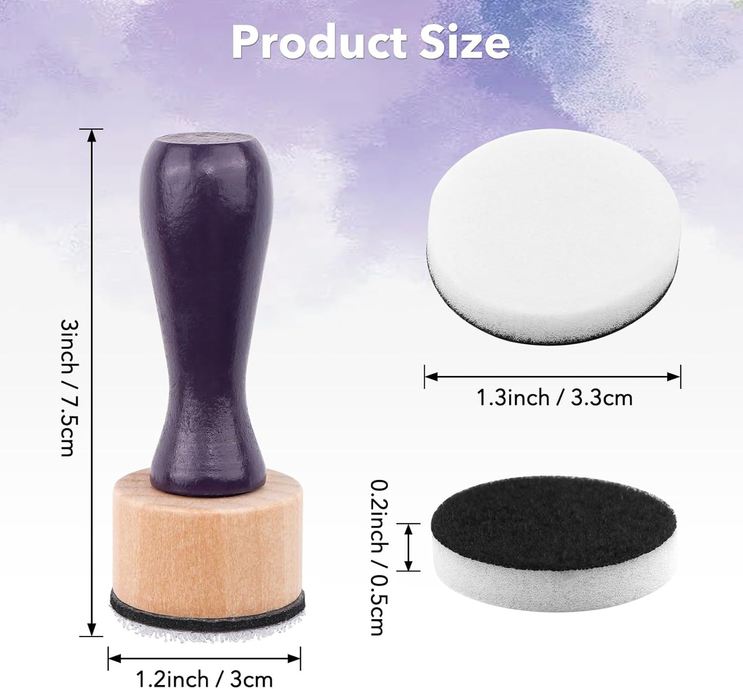 47 Packs Ink Blending Foam Pads Set, Include 8 Pcs Round Ink Mini Applicator Tools and 38 Pcs Replacement Foam Pads 1 Storage Box for for Drawing Distressing Blending Card Making Stammping