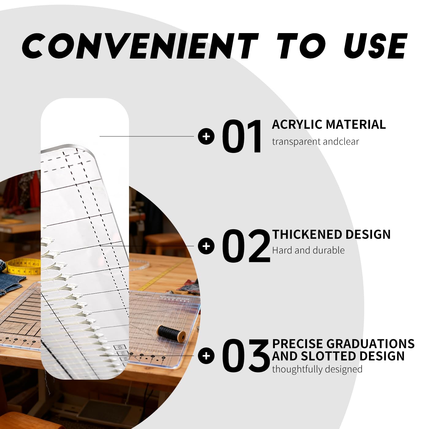 Slotted Quilting Ruler Acrylic 17.7x21.9in, XL Non-Slip Precise Quilting Template, Professional Sewing Quilt Strip Ruler for Fabric Strip, Cutting, Sewing, Crafting, Patchwork